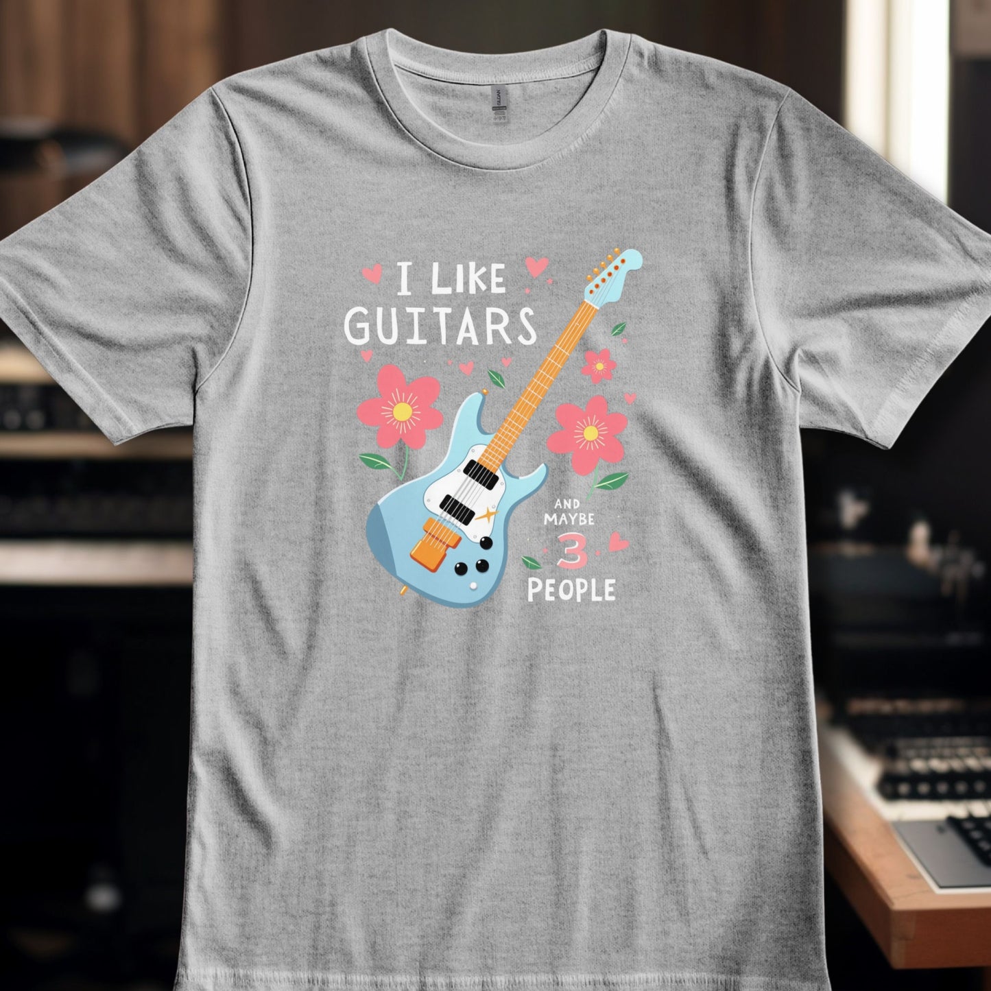 I Like Guitars - pink flowers