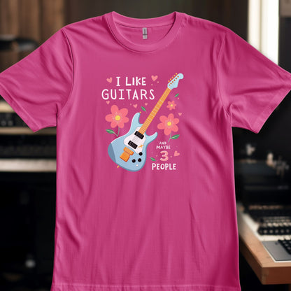 I Like Guitars - pink flowers