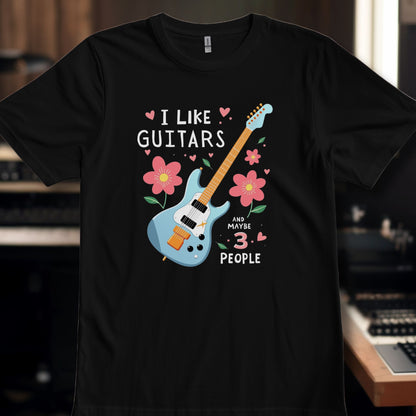 I Like Guitars - pink flowers