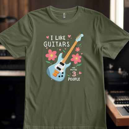 I Like Guitars - pink flowers