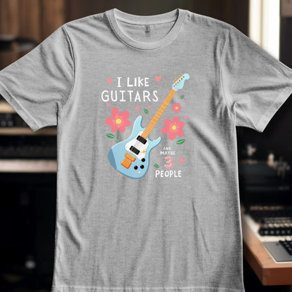I Like Guitars - pink flowers